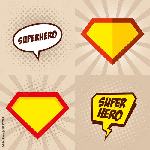 Superhero logo, pop art background