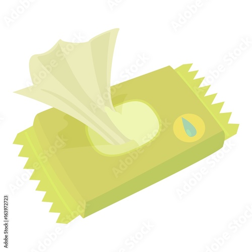 Wet wipe pack icon, cartoon style