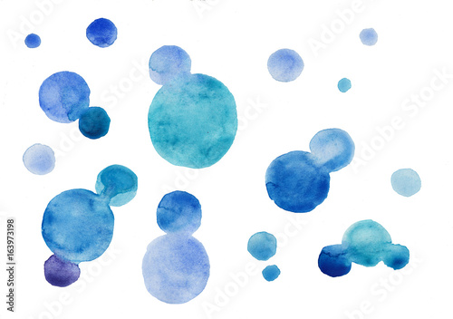 Watercolor hand painted circle shape design elements high resolution easy to use blue colors