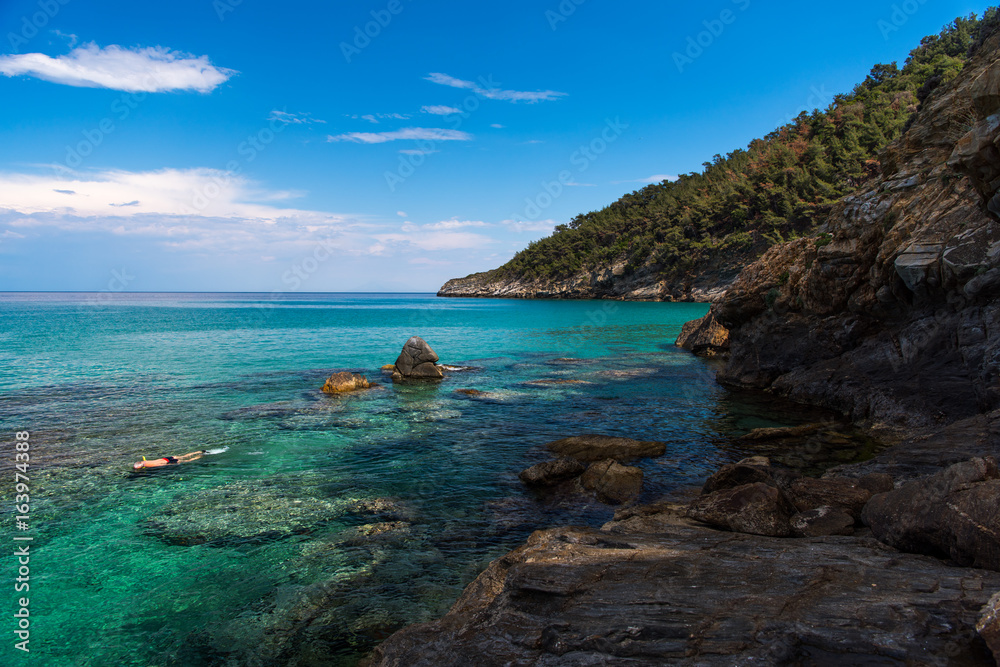 Fototapeta premium Amazing turquise water on the coast of the beautiful greek island Thasos