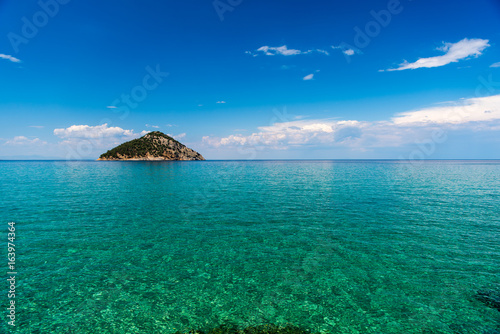 Amazing turquise water on the coast of the beautiful greek island Thasos near Paradise beach