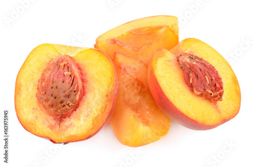 Peaches on a white background