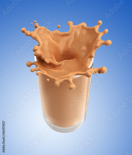 Splash of chocolate milk from the glass photo