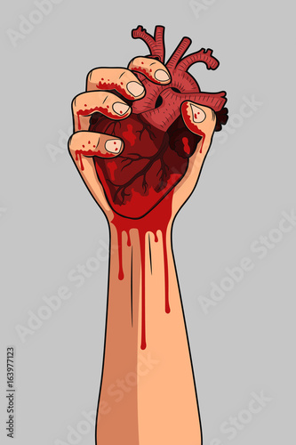 Heart in hand. Vector.