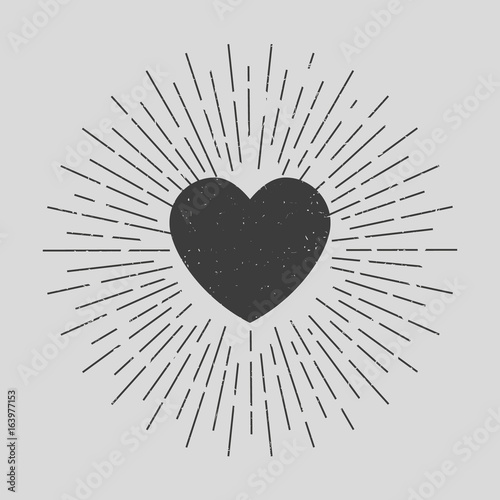 Heart. Vintage art. Vector.