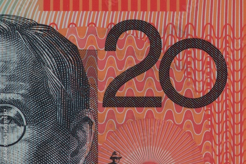 20 australian dollars high res closeup photo