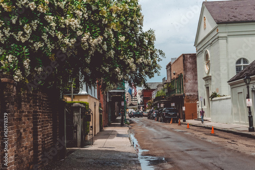 Ancient, picturesque streets of the French Quarter in New Orleans. Old picturesque streets