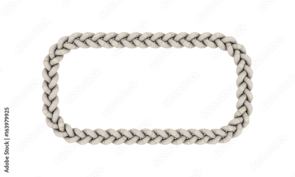 Fototapeta premium Braided frame in form of rectangle. Isolated on white background.