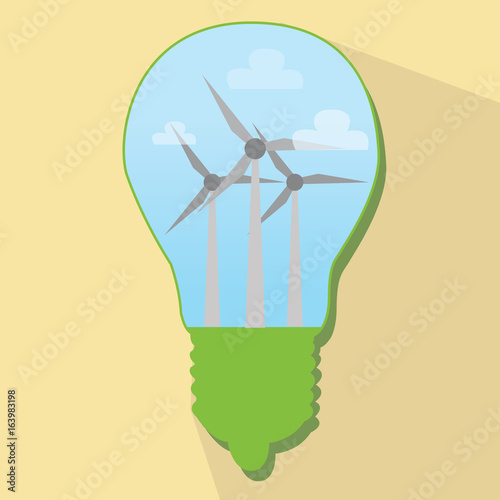 Illustrations concept of lamp with icons of ecology, environment, green energy. Vector