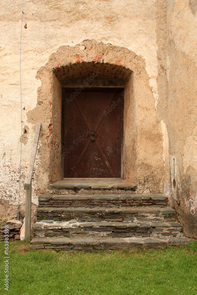 old wooden door in the fortress