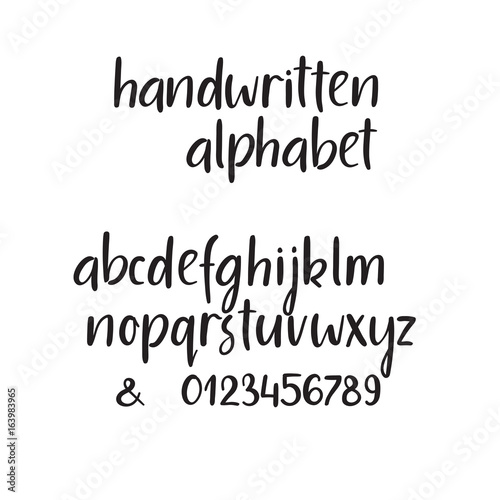 Modern Calligraphy Alphabet Handwritten Brush Letters Uppercase Lowercase Numbers Hand Lettering Font For Your Design Wedding Calligraphy Logo Slogan Window Decor Postcard Greeting Card Stock Vector Adobe Stock