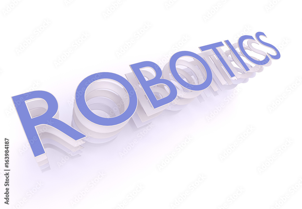 Robotics, word in blue letters on white background, 3d rendering Robotics, word in blue letters on white background, 3d rendering