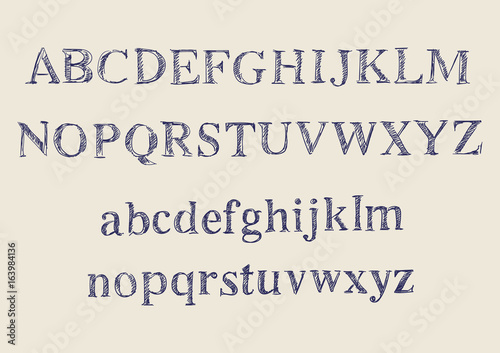 Hand drawing grunge sketch lettering.  Vector ink illustration in vintage style