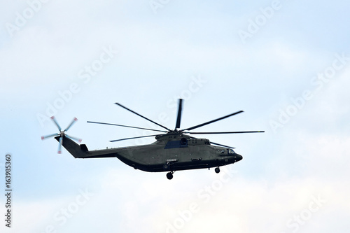 Military Transport helicopter at the sky.  largest production helicopter