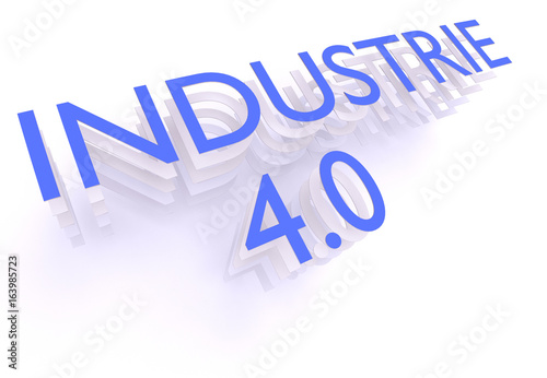 Industrie 4.0 (Industry 4.0), words in blue letters on white background, 3d rendering