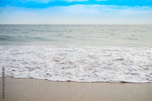 Beach sea sand and blue sky