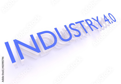 Industry 4.0, words in blue letters on white background, 3d rendering