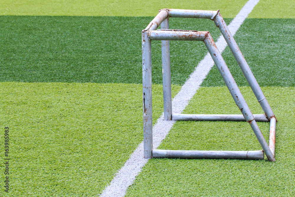 soccer field grass Goal at the stadium Soccer field with white lines on grass soccer field grass Goal at the stadium Soccer field with white lines on grass
