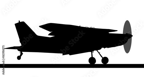 Side profile silhouette of landing X328 Atlas Angel Turbine skydiving equipped aircraft