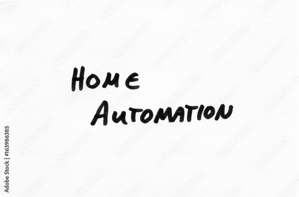Home Automation in black handwriting, felt pen on white paper