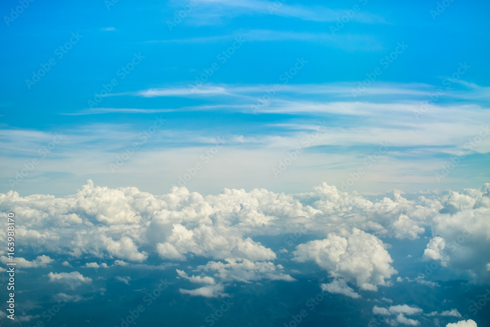 Aerial view of Blue sky and top Cloud view or cloudy of bird eye view from airplane window. Aerial view of Blue sky and top Cloud view or cloudy of bird eye view from airplane window.
