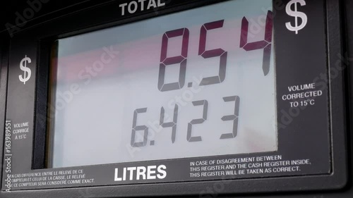 Big screen of rising gas prices on pump screen
