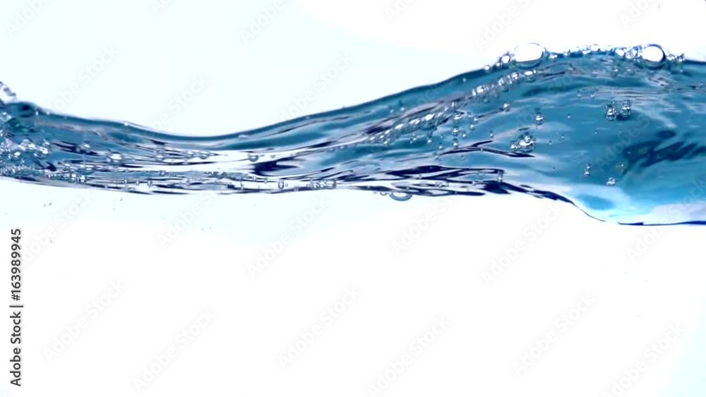 Waving and splashing fresh water closeup. Underwater. 4K video 3840X2160. Slow motion 240 fps