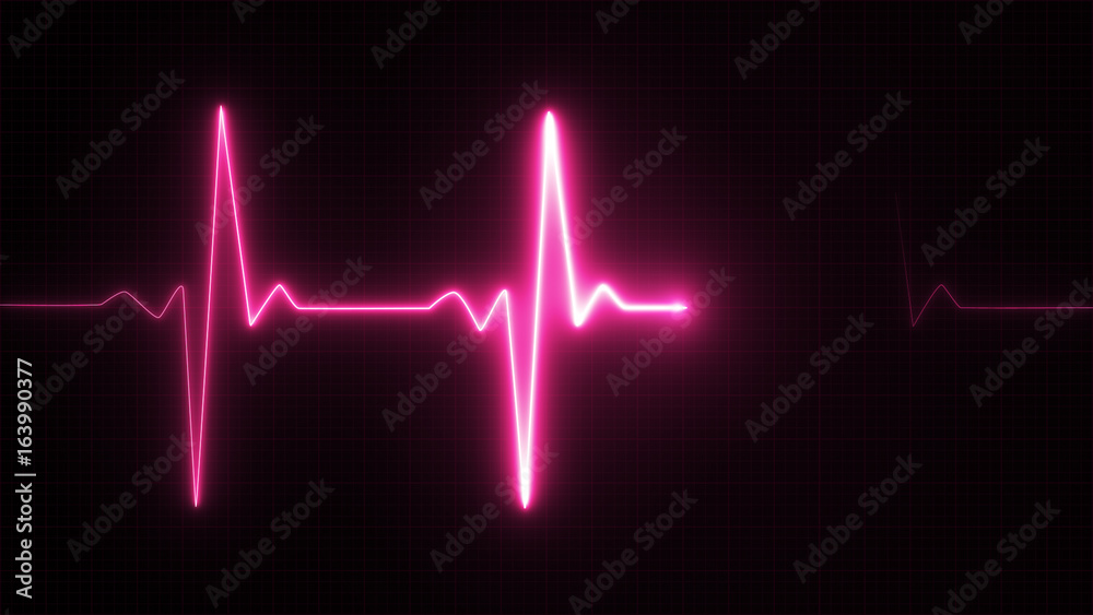 Neon Heart beat pulse in pink illustration