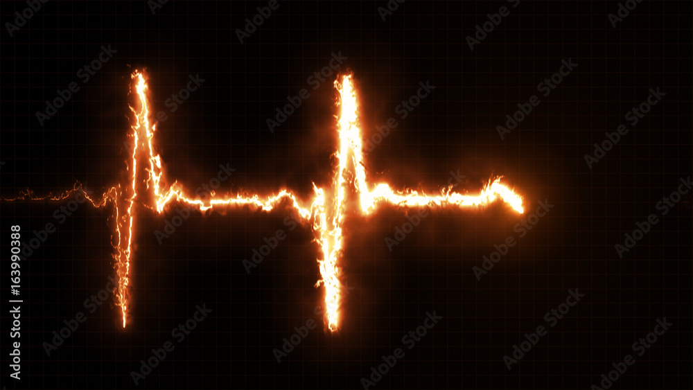Burning pulse heart line monitor cool illustration
