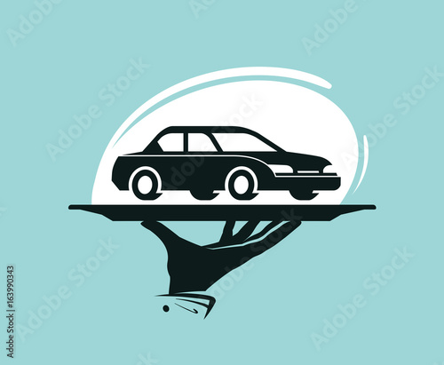 Taxi service logo. Car wash, dealership, dealer, auto parts, rental icon or label. Vector illustration