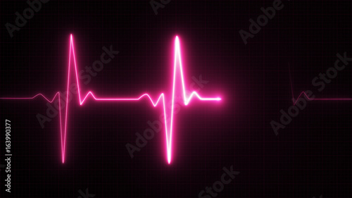 Neon Heart beat pulse in pink illustration