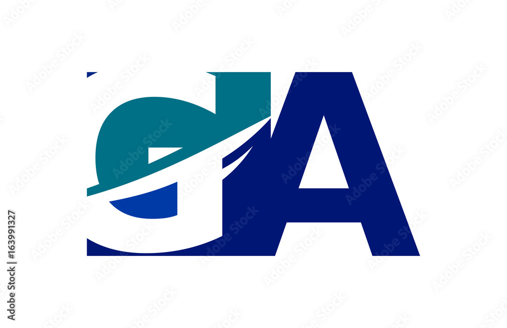 GA Negative Space Square Swoosh Letter Logo GA Negative Space Square Swoosh Letter Logo