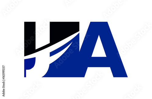 JA Negative Space Square Swoosh Letter Logo