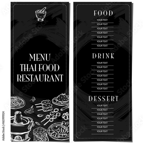 menu thai food restaurant template design hand drawing graphic.
