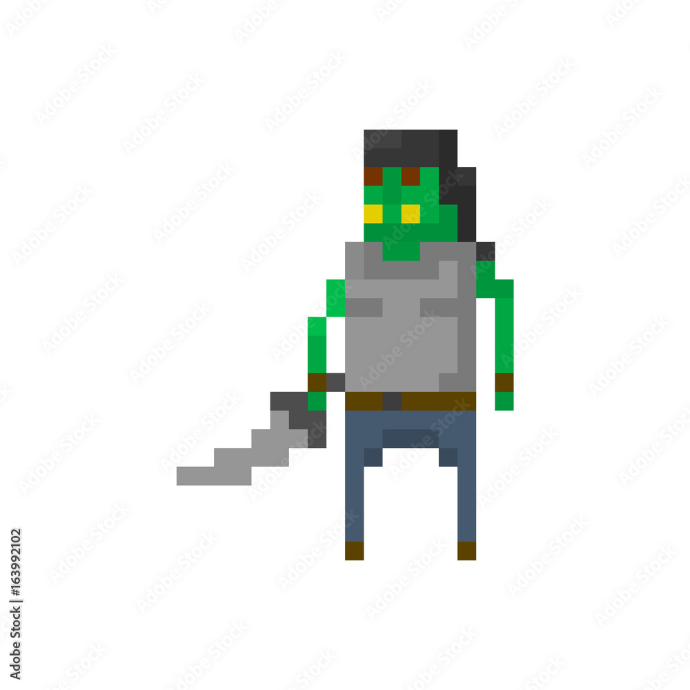 Obraz premium Pixel orc warrior for games and applications