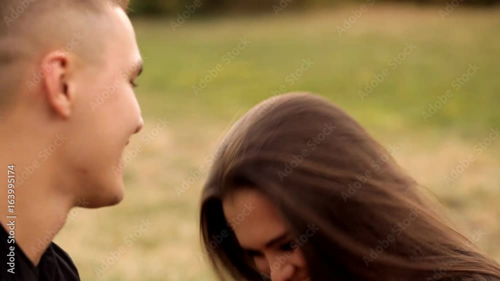 Couple in love spend time together in nature Couple in love spend time together in nature