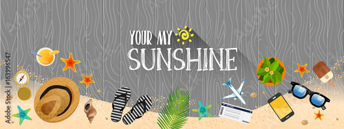Summer holiday vacation concept, Sunshine flat vector illustration
