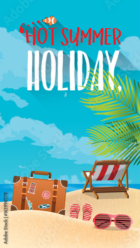 Summer holiday vacation concept, vector illustration