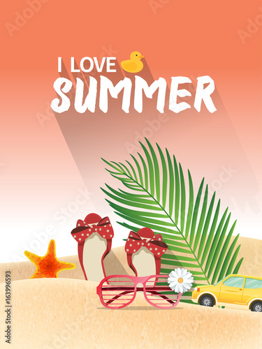 Summer holiday vacation concept, vector illustration