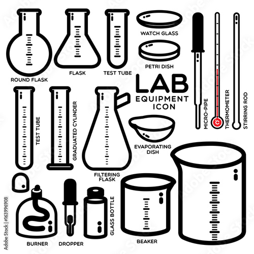 LAB EQUIPMENT ICON
Lab equipment icons on the white background.