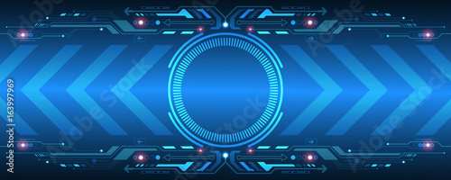 Vector in technology concept on blue background.