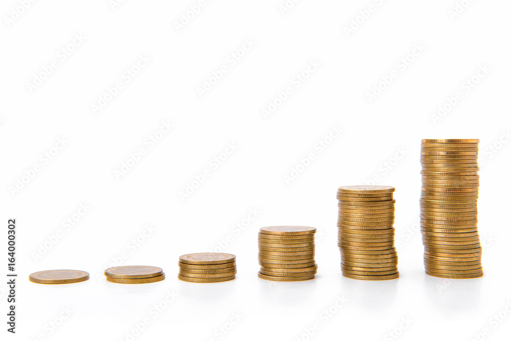 Saving money concept, coin stack growing business Saving money concept, coin stack growing business
