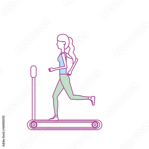 healthy woman doing exercise in the runing mashine
