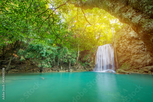 Waterfall in Deep forest at Erawan waterfall National Park,