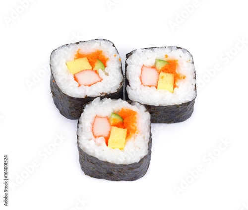 sushi fresh maki rolls, isolated on white, Traditional fresh japanese sushi rolls