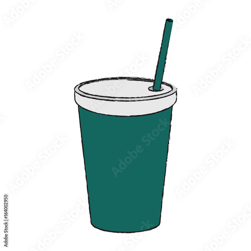 soda in disposable cup with straw icon image