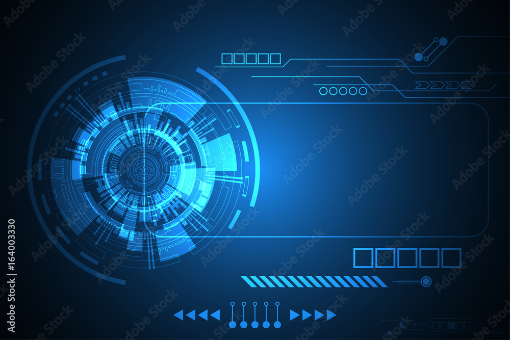 Vector in technology concept on blue background.