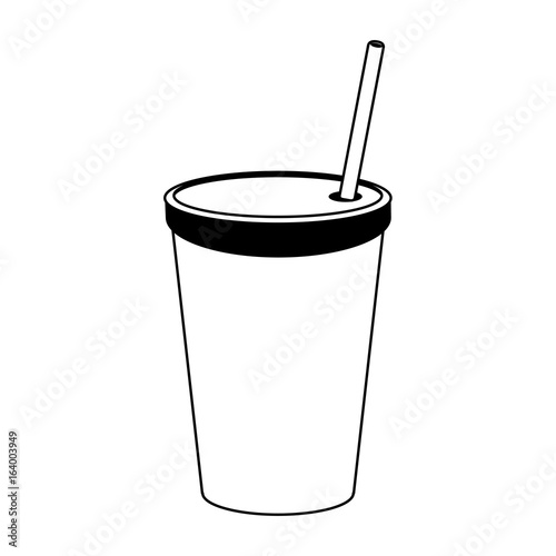 soda in disposable cup with straw icon image
