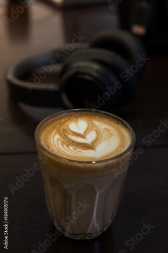 Coffee latte art in coffee shop