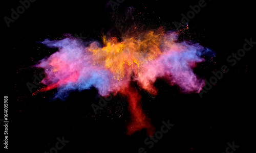 Powder paint blasting creates abstract color forms giving off fantastic multi color formations.